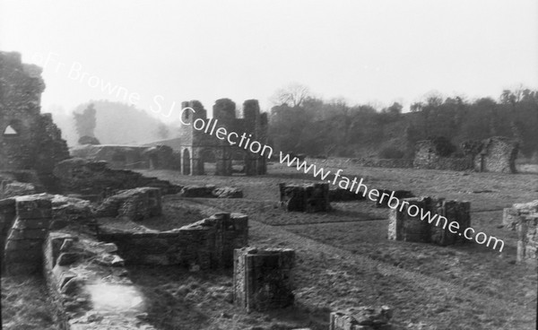 MELLIFONT ABBEY GENERAL VIEW FROM N. SHOWING REMAINS OF N. TRANCEPT INCLUDING FOUNDATIONS OF SARCRISTY CHAPTER HOUSE